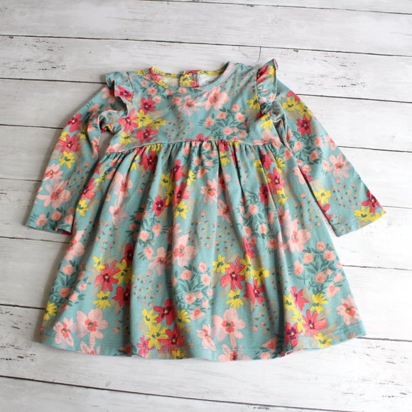 Carter's Baby Girl's Dress Size 18 Months Vintage Blue Pink Yellow Floral - Picture 4 of 5